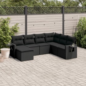 7-teiliges Garten-Essset und schwarze Kissen aus synthetischem Rattan von , Gartensets - Ref: Foro24-3252832, Preis: 471,63 €...