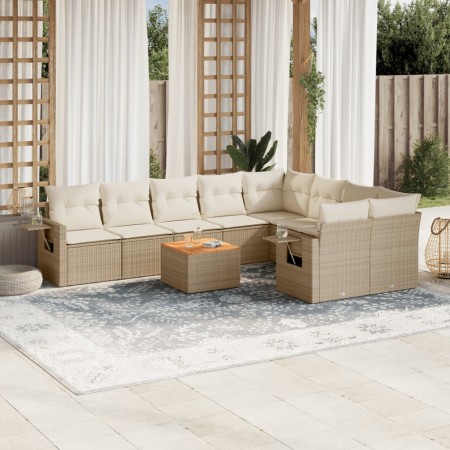 Garden sofa set with beige cushions 10 pieces synthetic rattan by , Garden sets - Ref: Foro24-3257052, Price: 728,80 €, Disco...