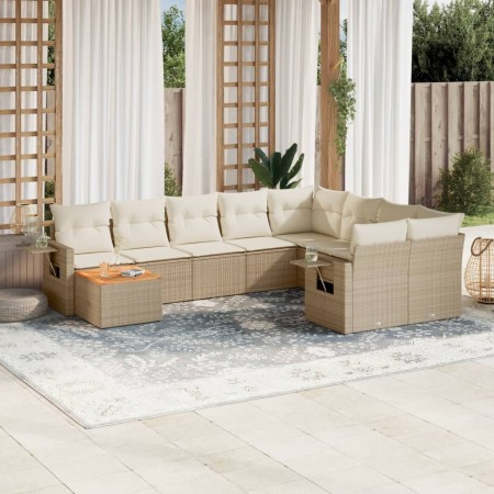 Garden sofa set with beige cushions 10 pieces synthetic rattan by , Garden sets - Ref: Foro24-3257059, Price: 749,80 €, Disco...