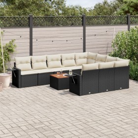 Set de sofás de jardín 11 pzas y cojines ratán sintético negro de , Conjuntos de jardín - Ref: Foro24-3257071, Precio: 639,51...