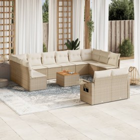 Set sofás de jardín con cojines 13 pzas ratán sintético beige de , Conjuntos de jardín - Ref: Foro24-3257129, Precio: 895,21 ...
