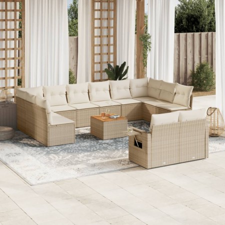 Gartensofa-Set mit Kissen, 13-teilig, beiges synthetisches Rattan von , Gartensets - Ref: Foro24-3257129, Preis: 895,21 €, Ra...