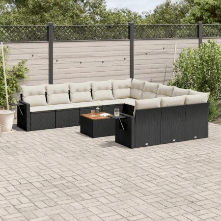 Garden sofa set 12 pieces with black synthetic rattan cushions by , Garden sets - Ref: Foro24-3257120, Price: 728,96 €, Disco...