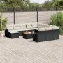 Garden sofa and cushion set 13 pieces black synthetic rattan by , Garden sets - Ref: Foro24-3257197, Price: 780,96 €, Discoun...