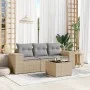 Garden sofa set with cushions 4 pieces beige synthetic rattan by , Garden sets - Ref: Foro24-3254606, Price: 305,34 €, Discou...