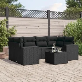 7-piece garden dining set and black synthetic rattan cushions by , Garden sets - Ref: Foro24-3254652, Price: 495,45 €, Discou...