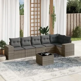7-piece garden sofa set with gray PE rattan cushions by , Garden sets - Ref: Foro24-3254937, Price: 445,70 €, Discount: %