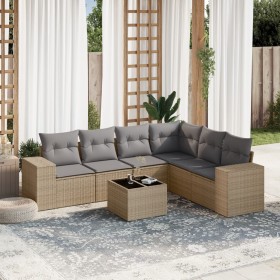 7-piece garden sofa set and beige synthetic rattan cushions by , Garden sets - Ref: Foro24-3254956, Price: 489,59 €, Discount: %