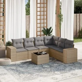 7-piece garden sofa set and beige synthetic rattan cushions by , Garden sets - Ref: Foro24-3254956, Price: 489,25 €, Discount: %