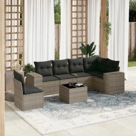 7-piece garden sofa set with gray PE rattan cushions by , Garden sets - Ref: Foro24-3254977, Price: 445,70 €, Discount: %