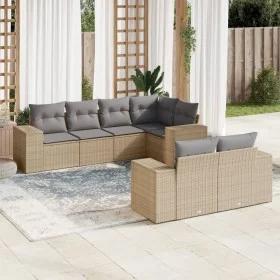 7-piece garden sofa set and beige synthetic rattan cushions by , Garden sets - Ref: Foro24-3255146, Price: 597,10 €, Discount: %