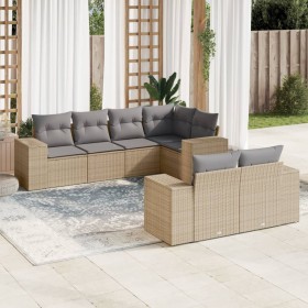 7-teiliges Gartensofa-Set und beige synthetische Rattankissen von , Gartensets - Ref: Foro24-3255146, Preis: 552,51 €, Rabatt: %