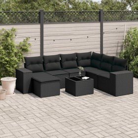 8-teiliges Gartensofa-Set und schwarze synthetische Rattankissen von , Gartensets - Ref: Foro24-3255242, Preis: 512,33 €, Rab...