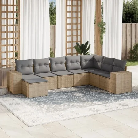 Garden sofa set with beige cushions 8 pcs PE rattan by , Garden sets - Ref: Foro24-3255296, Price: 529,54 €, Discount: %