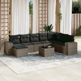 9-teiliges Gartenmöbel-Set und graue synthetische Rattankissen von , Gartensets - Ref: Foro24-3255307, Preis: 571,01 €, Rabat...