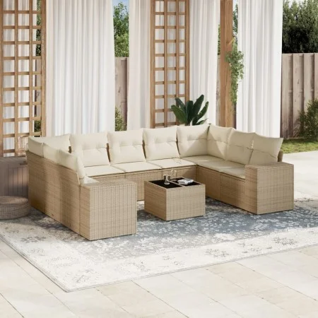 Garden sofa set with beige cushions 10 pieces synthetic rattan by , Garden sets - Ref: Foro24-3255345, Price: 725,61 €, Disco...