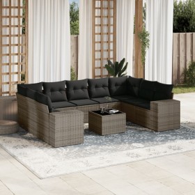 Set de sofás de jardín 10 pzas con cojines ratán sintético gris de , Conjuntos de jardín - Ref: Foro24-3255347, Precio: 627,0...