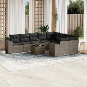 10-teilige Gartensofagarnitur mit grauen synthetischen Rattankissen von , Gartensets - Ref: Foro24-3255387, Preis: 627,02 €, ...