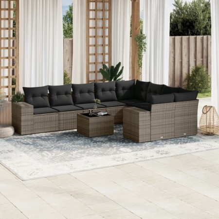 10-piece garden sofa set with gray synthetic rattan cushions by , Garden sets - Ref: Foro24-3255387, Price: 627,02 €, Discoun...