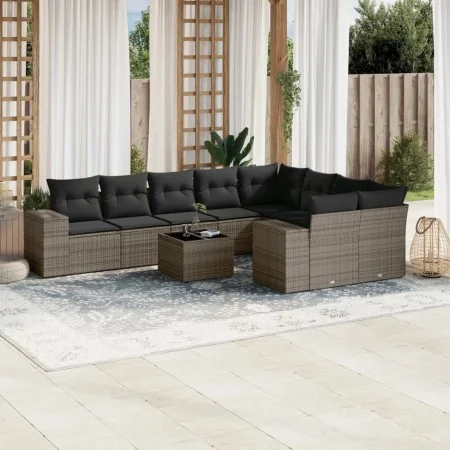 10-piece garden sofa set with gray synthetic rattan cushions by , Garden sets - Ref: Foro24-3255387, Price: 628,76 €, Discoun...