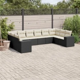 Garden sofa set 10 pieces with black synthetic rattan cushions by , Garden sets - Ref: Foro24-3255403, Price: 605,69 €, Disco...