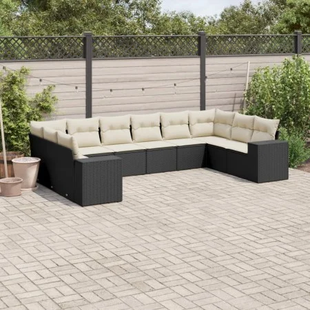 Garden sofa set 10 pieces with black synthetic rattan cushions by , Garden sets - Ref: Foro24-3255403, Price: 605,69 €, Disco...