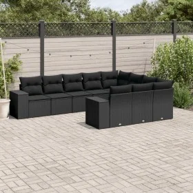 Garden sofa set 10 pieces with black synthetic rattan cushions by , Garden sets - Ref: Foro24-3255422, Price: 636,08 €, Disco...