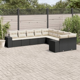 Set de sofás de jardín 10 pzas cojines ratán sintético negro de , Conjuntos de jardín - Ref: Foro24-3255443, Precio: 603,09 €...