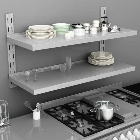 Floating wall shelf 2 levels stainless steel 120x30 cm by vidaXL, Shelves and shelves - Ref: Foro24-51048, Price: 101,94 €, D...