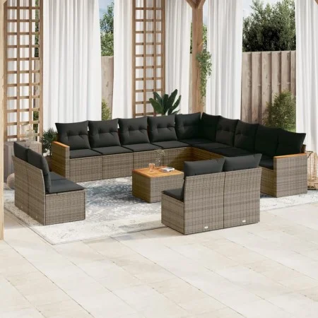 14-teilige Gartensofagarnitur mit grauen synthetischen Rattankissen von , Gartensets - Ref: Foro24-3226494, Preis: 809,95 €, ...