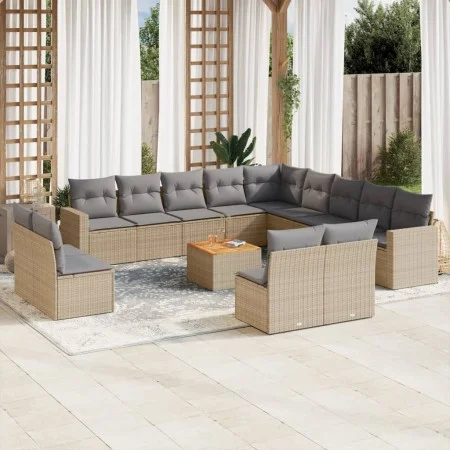 Gartensofa-Set 14-teilig und beige synthetische Rattankissen-Mischung von , Gartensets - Ref: Foro24-3256710, Preis: 869,91 €...