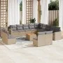 Gartensofa-Set 14-teilig und beige synthetische Rattankissen-Mischung von , Gartensets - Ref: Foro24-3256710, Preis: 869,91 €...