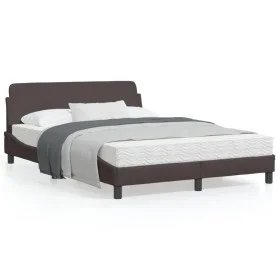 Dark brown fabric bed frame with headboard 120x200cm by , Beds and slatted bases - Ref: Foro24-373148, Price: 137,89 €, Disco...