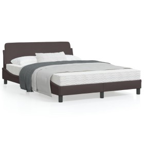 Estructura de cama con cabecero de tela marrón oscuro 120x200cm de , Camas y somieres - Ref: Foro24-373148, Precio: 140,02 €,...