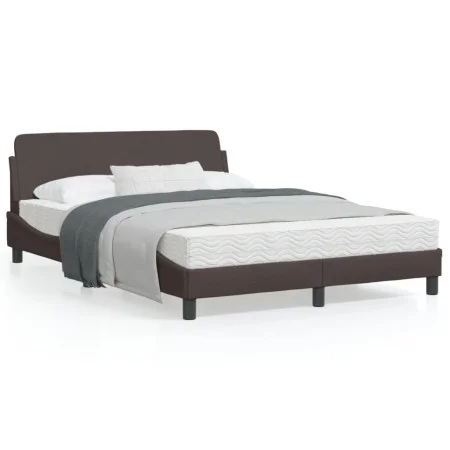 Dark brown fabric bed frame with headboard 120x200cm by , Beds and slatted bases - Ref: Foro24-373148, Price: 137,89 €, Disco...