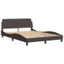 Estructura de cama con cabecero de tela marrón oscuro 120x200cm de , Camas y somieres - Ref: Foro24-373148, Precio: 140,02 €,...