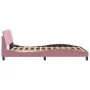 Estructura de cama con cabecero de terciopelo rosa 120x200 cm de , Camas y somieres - Ref: Foro24-373157, Precio: 150,46 €, D...