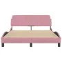 Estructura de cama con cabecero de terciopelo rosa 140x200 cm de , Camas y somieres - Ref: Foro24-373197, Precio: 167,65 €, D...