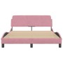 Pink velvet bed frame with headboard 140x200 cm by , Beds and slatted bases - Ref: Foro24-373197, Price: 147,55 €, Discount: %