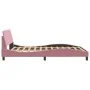 Estructura de cama con cabecero de terciopelo rosa 140x200 cm de , Camas y somieres - Ref: Foro24-373197, Precio: 167,65 €, D...