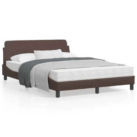 Brown synthetic leather headboard bed frame 120x200 cm by , Beds and slatted bases - Ref: Foro24-373160, Price: 161,60 €, Dis...