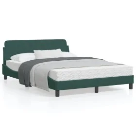 Dark green velvet bed frame with headboard 140x200 cm by , Beds and slatted bases - Ref: Foro24-373195, Price: 168,67 €, Disc...