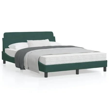 Dark green velvet bed frame with headboard 140x200 cm by , Beds and slatted bases - Ref: Foro24-373195, Price: 168,67 €, Disc...