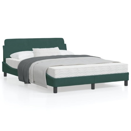 Estructura cama con cabecero terciopelo verde oscuro 140x200 cm de , Camas y somieres - Ref: Foro24-373195, Precio: 147,98 €,...