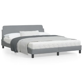 Bettgestell mit Kopfteil aus hellgrauem Stoff 160x200 cm von , Betten und Lattenroste - Ref: Foro24-373205, Preis: 193,10 €, ...