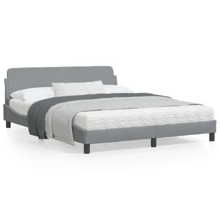 Estructura de cama con cabecero tela gris claro 160x200 cm de , Camas y somieres - Ref: Foro24-373205, Precio: 187,97 €, Desc...