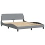 Bed frame with headboard light gray fabric 160x200 cm by , Beds and slatted bases - Ref: Foro24-373205, Price: 193,10 €, Disc...