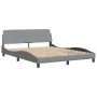 Estructura de cama con cabecero tela gris claro 160x200 cm de , Camas y somieres - Ref: Foro24-373205, Precio: 187,97 €, Desc...