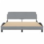 Bed frame with headboard light gray fabric 160x200 cm by , Beds and slatted bases - Ref: Foro24-373205, Price: 193,10 €, Disc...