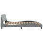 Bed frame with headboard light gray fabric 160x200 cm by , Beds and slatted bases - Ref: Foro24-373205, Price: 193,10 €, Disc...